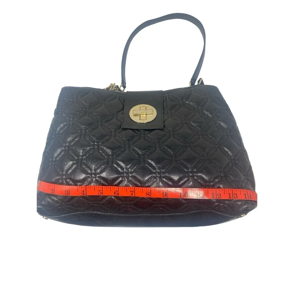 Kate Spade Astor Court Elena Quilted‎ Black Leather Double Handle Handbag